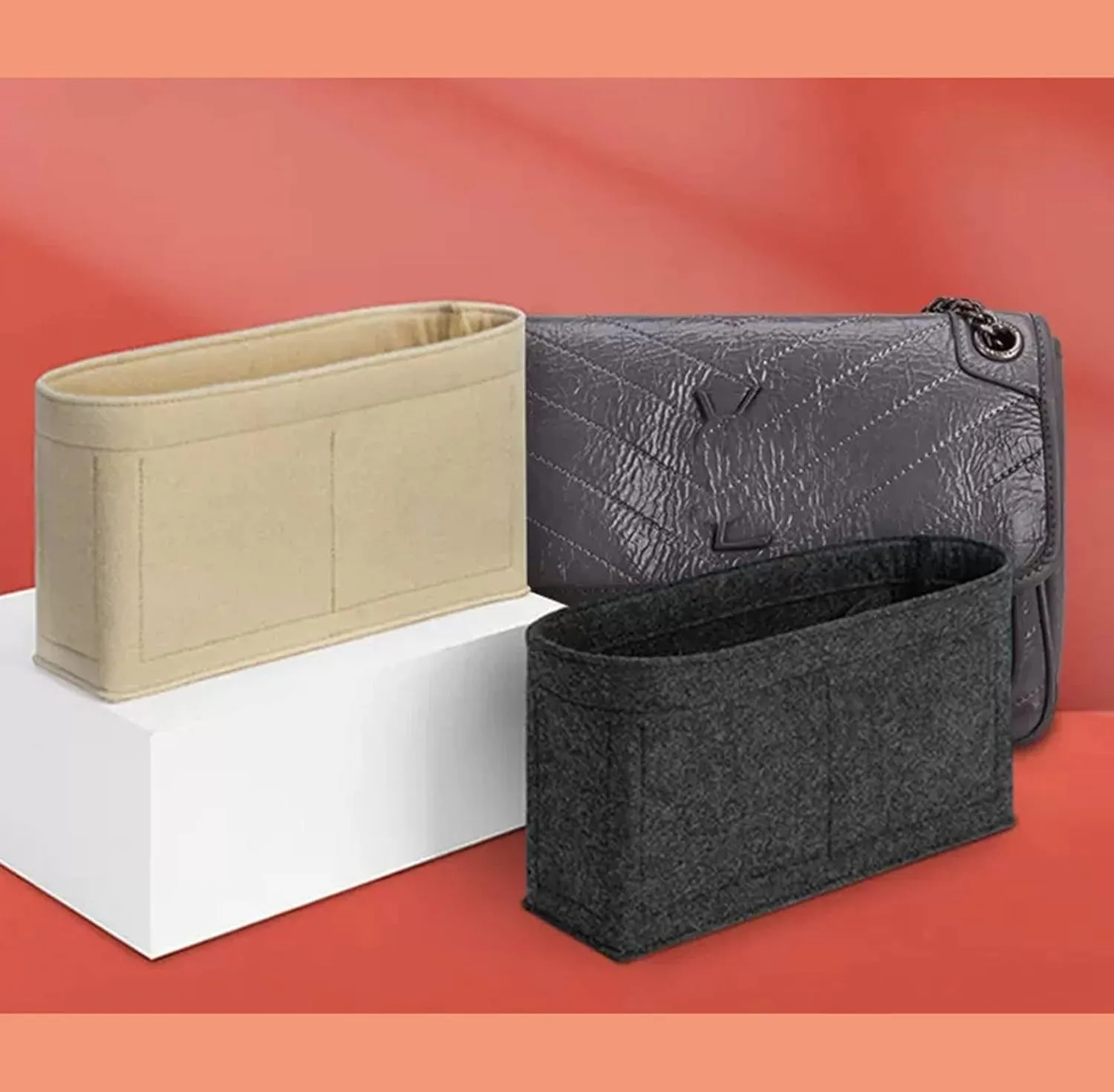 Lckaey Felt Insert Purse Organizer for niki bag 22 28 32 Felt organizer insert 2043black-S