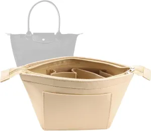 Lckaey Purse Insert Organizer, Bag Organizer, Insert Wallet Organizer for le pliage insert, Premium Felt1014beige-L