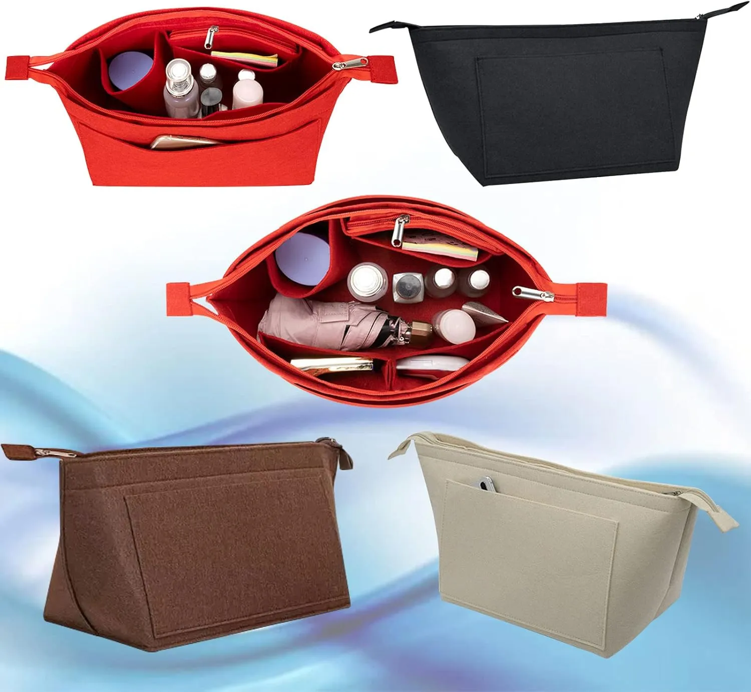 Lckaey Purse Insert Organizer for Neverfull pm Shaper purse Organizer kit insert 1070Claret-S