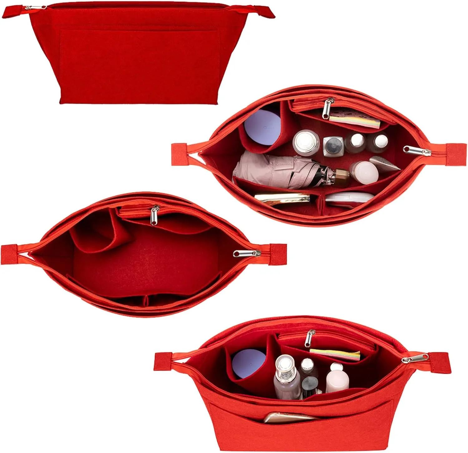 Lckaey Purse Insert Organizer for Neverfull pm Shaper purse Organizer kit insert 1070Claret-S