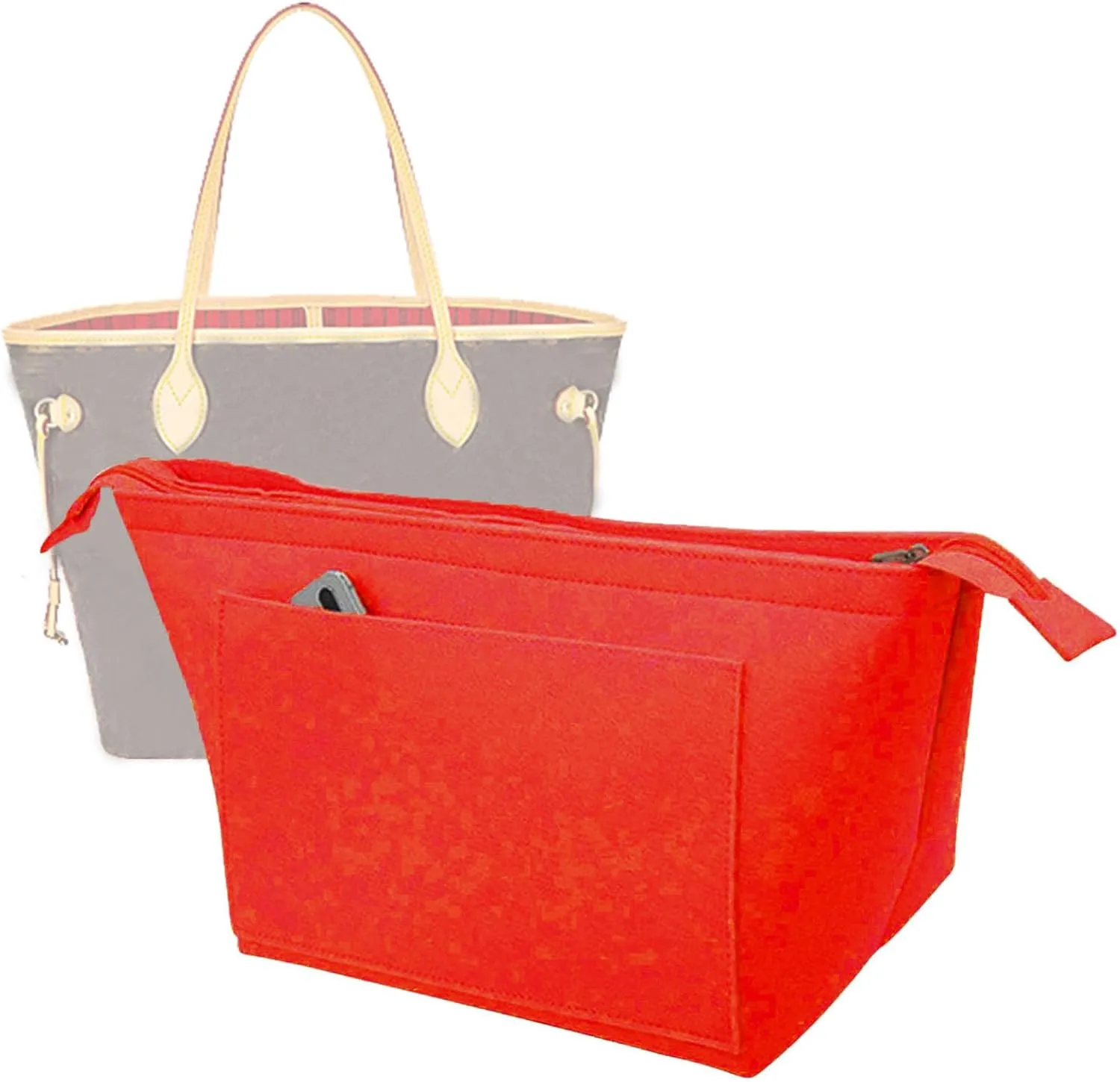 Lckaey Purse Insert Organizer for Neverfull pm Shaper purse Organizer kit insert 1070Claret-S