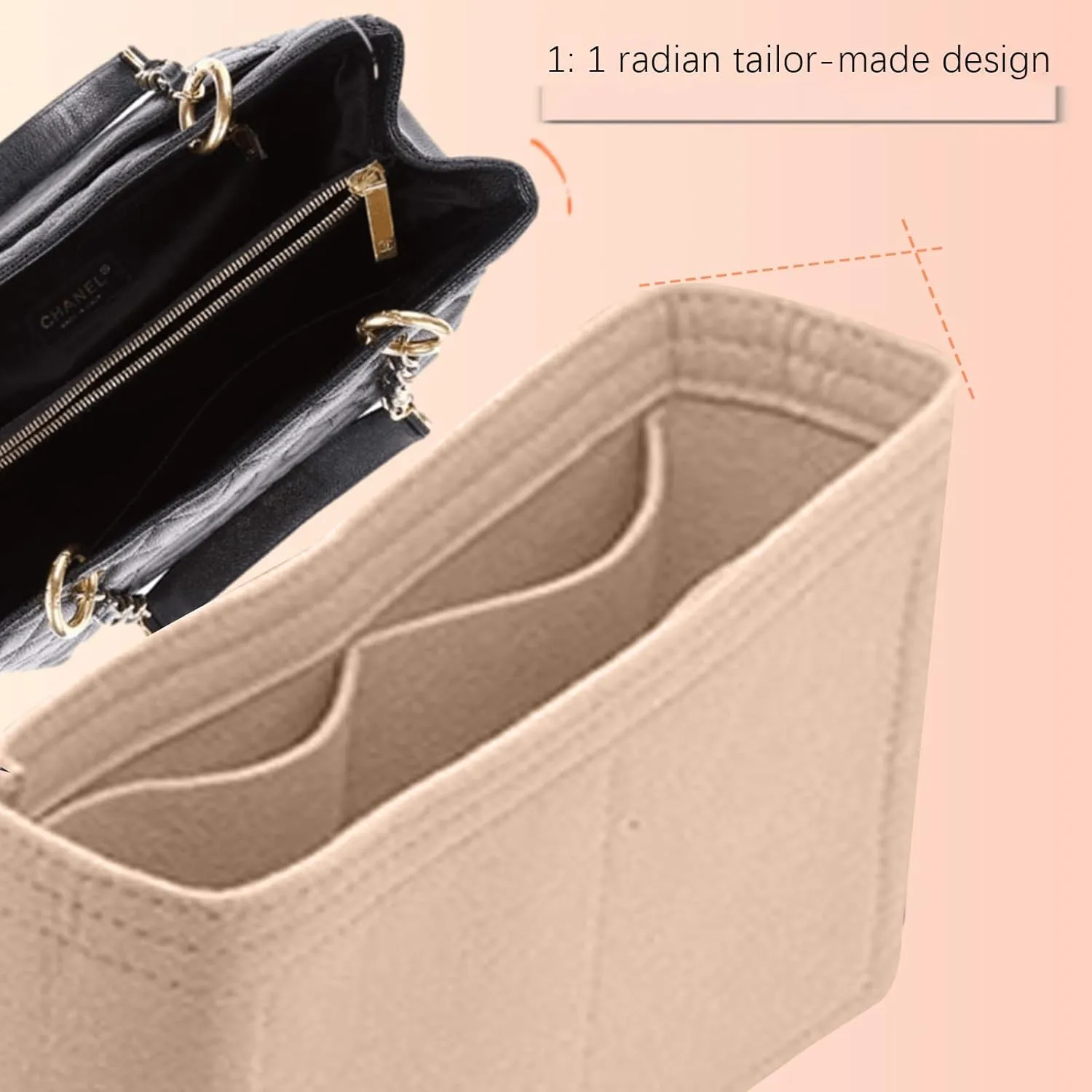 Lckaey tote bag organizer Purse Insert for CHANEL GST liner bag women large tote bag insert