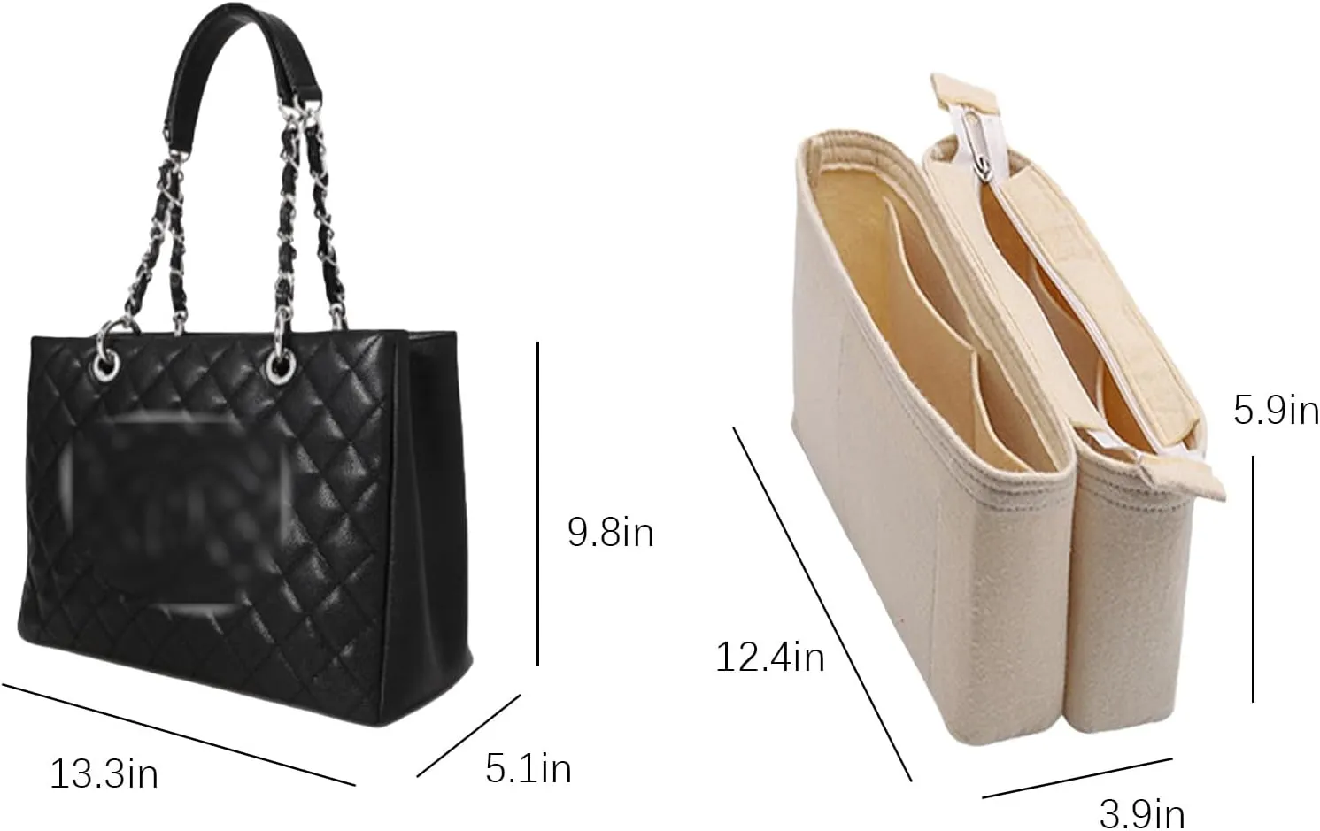 Lckaey tote bag organizer Purse Insert for CHANEL GST liner bag women large tote bag insert