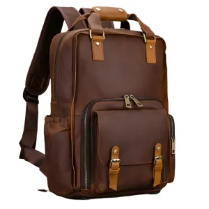 Leather Backpack for Camera DSLR Genuine Travel Bag Large
