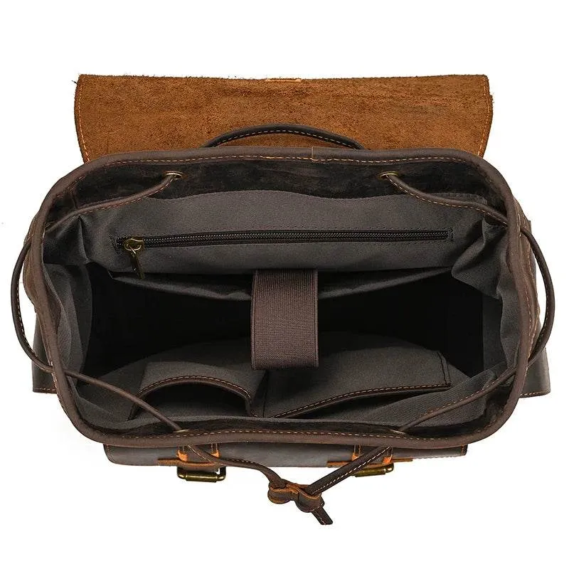 Leather Backpack for Camera DSLR Travel Bag for Men and Women