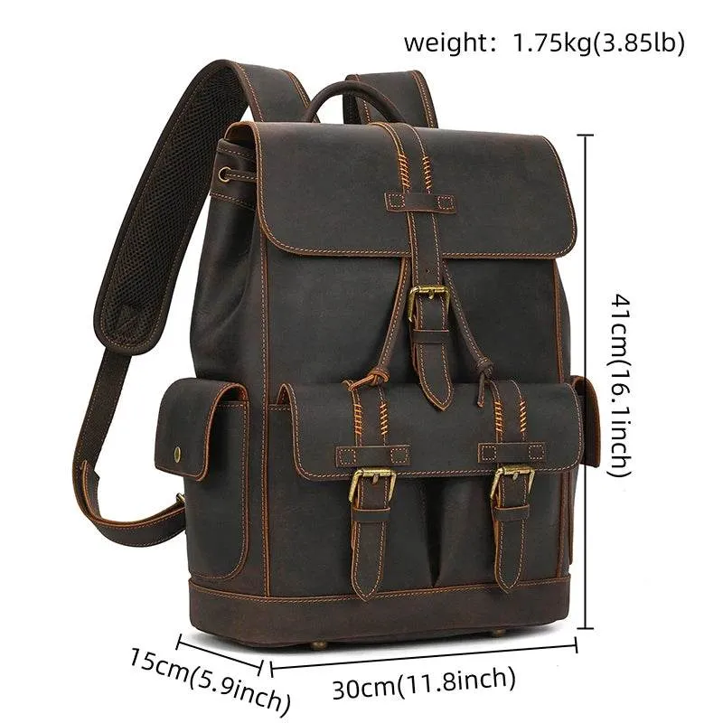 Leather Backpack for Camera DSLR Travel Bag for Men and Women