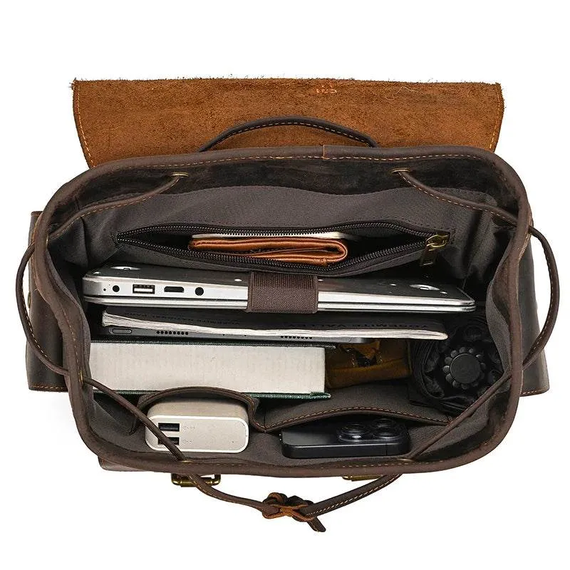 Leather Backpack for Camera DSLR Travel Bag for Men and Women