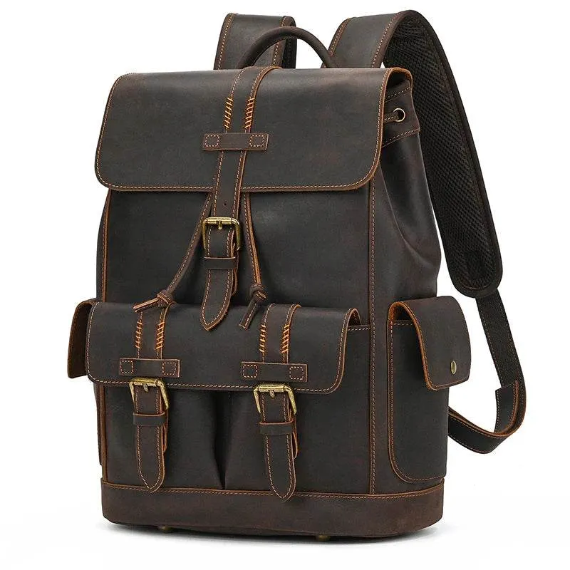 Leather Backpack for Camera DSLR Travel Bag for Men and Women