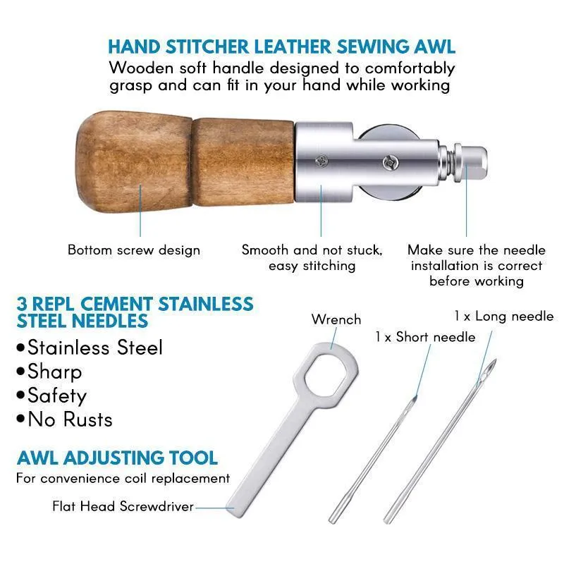 Leathercraft Sewing Stitching Awl Needle Tool
