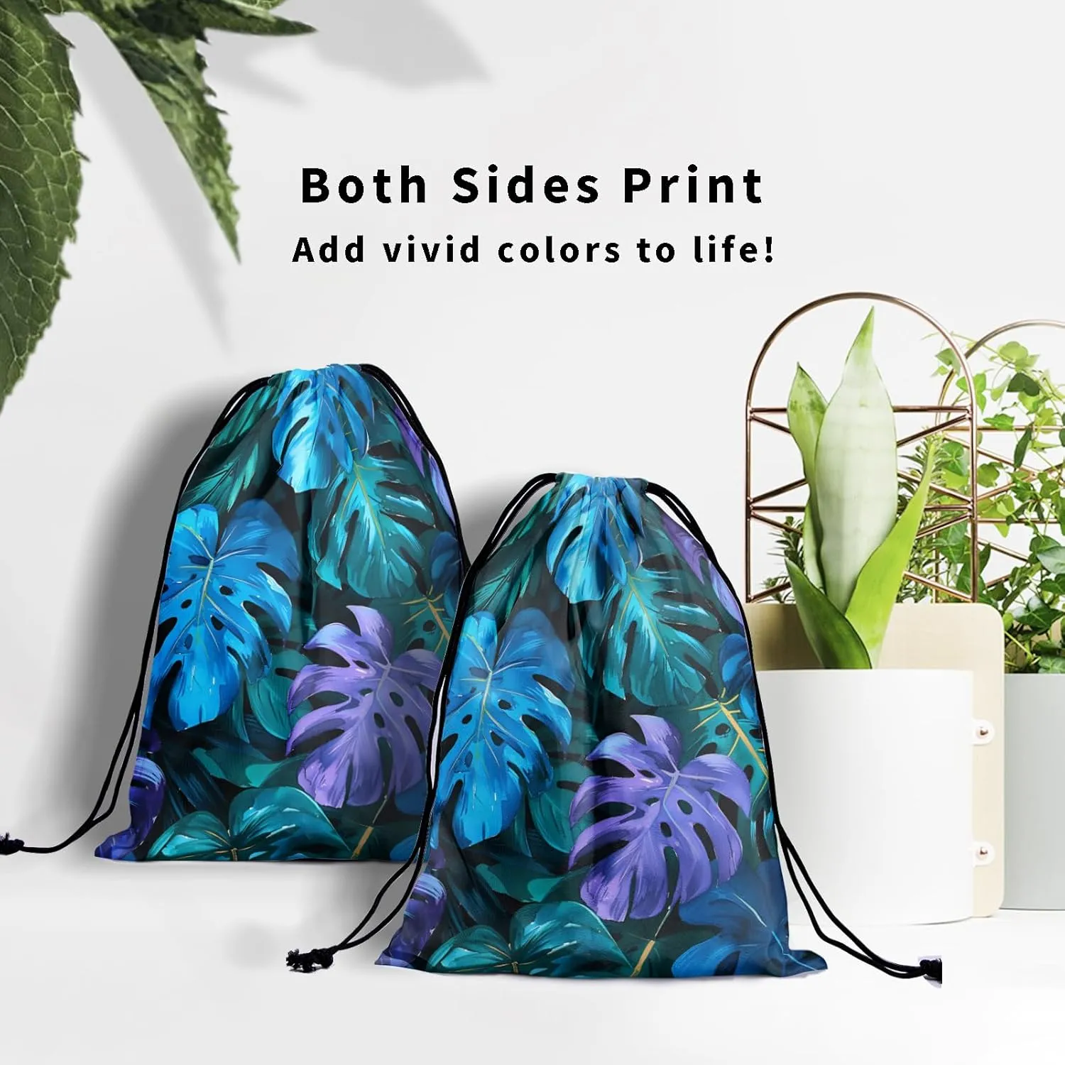 Leaves Gymnastic Grip Bag - Colorful Abstract Art Palm Leave Athlete String Lightweight Gymnastics Grip Bag for Sports