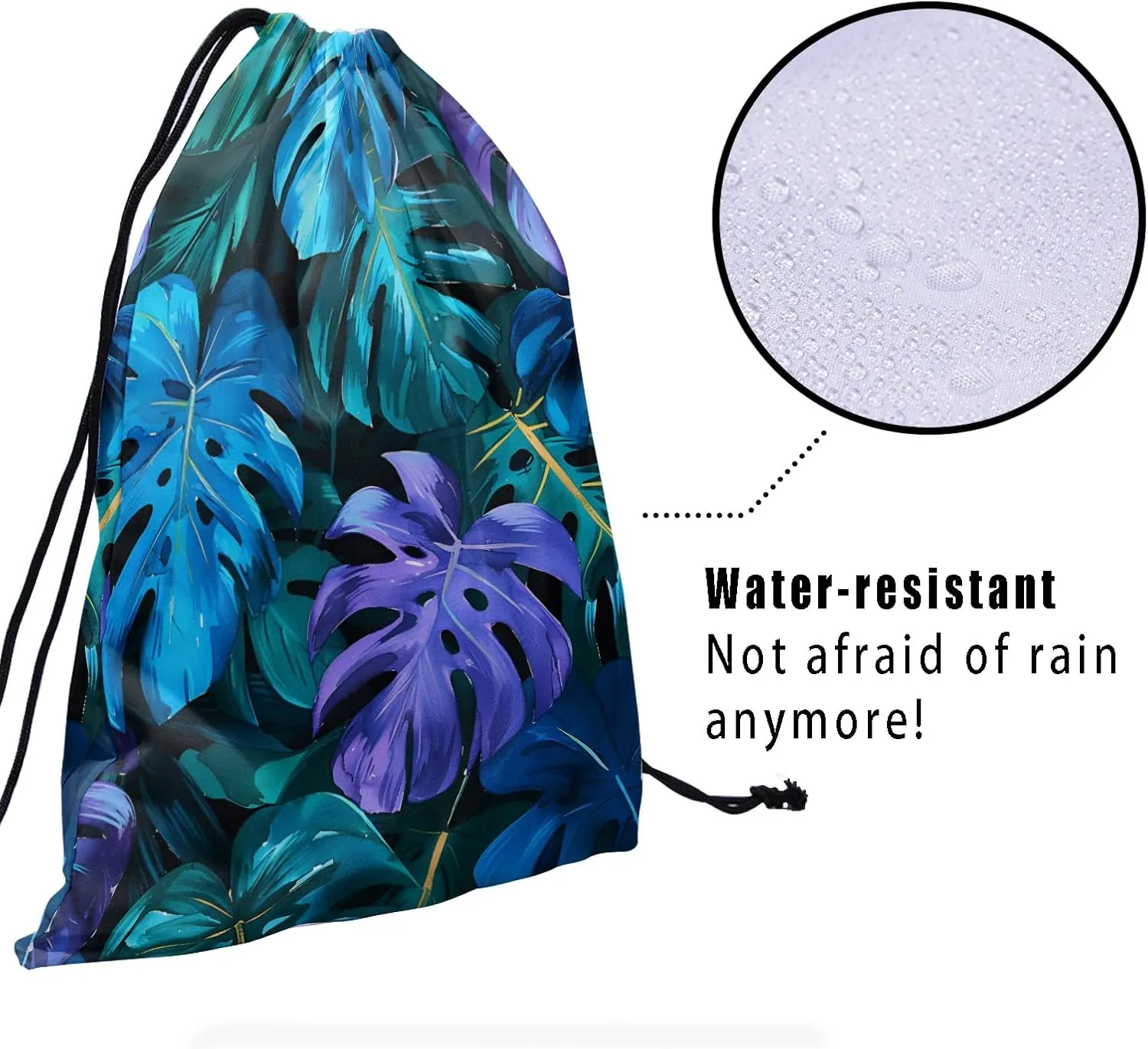 Leaves Gymnastic Grip Bag - Colorful Abstract Art Palm Leave Athlete String Lightweight Gymnastics Grip Bag for Sports
