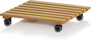 Lechuza - Natural Wood 37 Square Wheeled Coaster Eucalyptus Wood, 37.5 x 37.5 x 7 cm, 16781