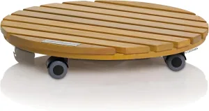 Lechuza - Natural Wood 40 Round Wheeled Coaster, Eucalyptus Wood, Diameter 40 x 7 cm, 16783