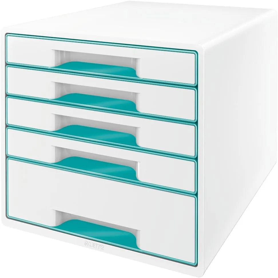 Leitz 52142051 "Wow" 5 Drawer Cabinet - Ice Blue
