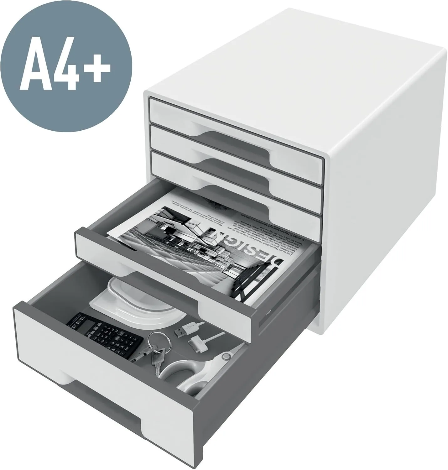Leitz 52142051 "Wow" 5 Drawer Cabinet - Ice Blue