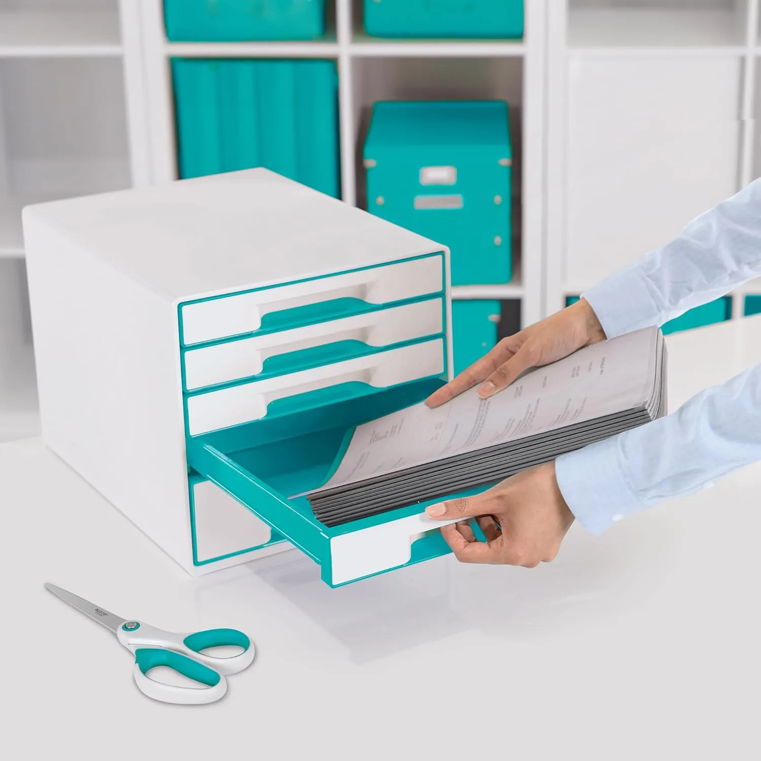 Leitz 52142051 "Wow" 5 Drawer Cabinet - Ice Blue