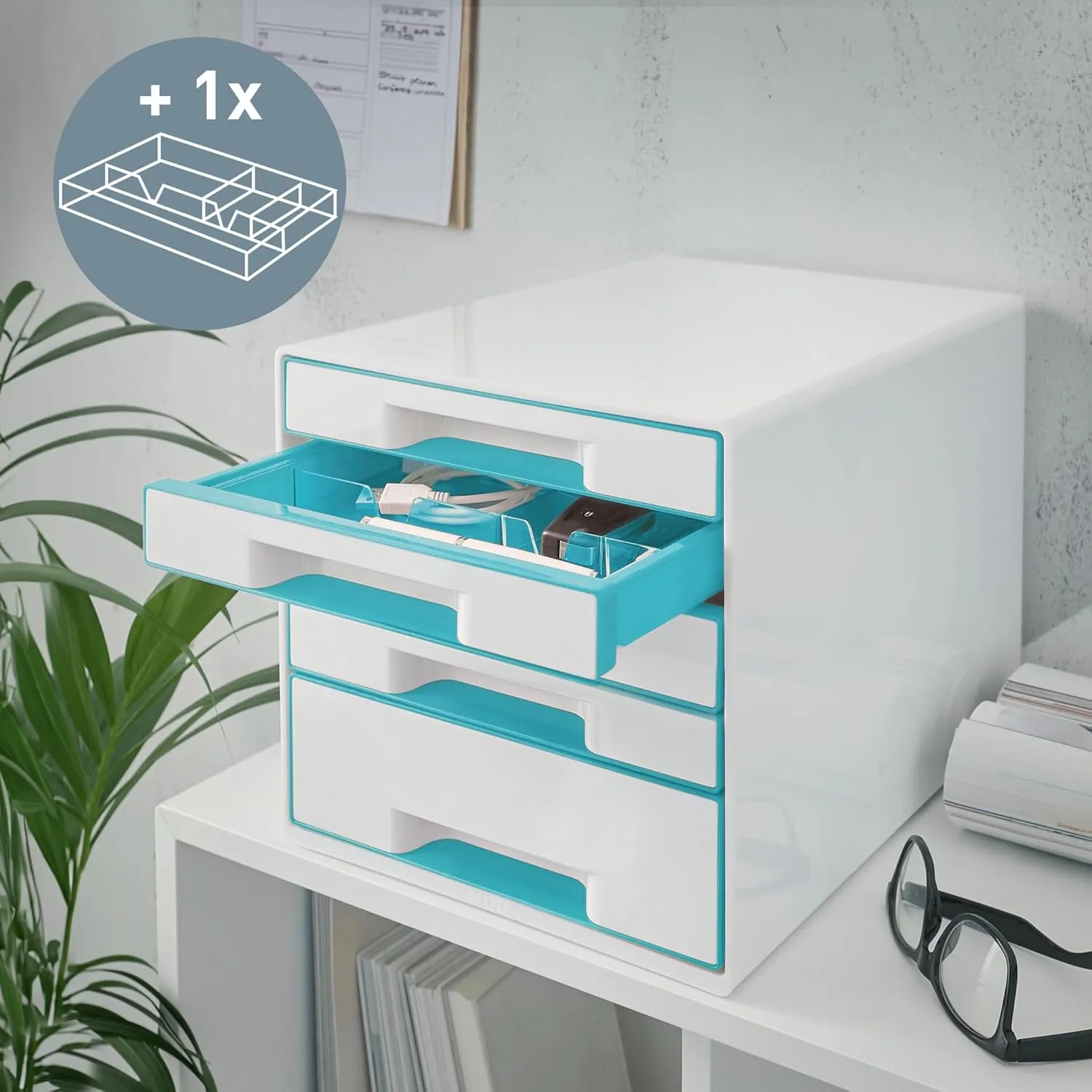 Leitz 52142051 "Wow" 5 Drawer Cabinet - Ice Blue