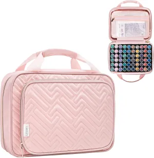 Leudes Diamond Painting Storage Containers, 60 Slots Bead Storage Box for Diamond Art Kits Accessories Organizer Case(Only Bottles and Bag) (Pink-1(60 Jars))