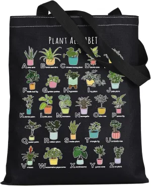 LEVLO Funny Plant Alphabet Tote Bag Gardener Gift Botanist Shoulder Bag House Plant Merchandise