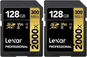 Lexar LSD2000128G-BNNNU Pro 2000x SD UHS-II 128GB Memory Card for Optimal Picture Quality (2-Pack)