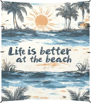 Life is Better at The Beach Beach Tent UPF50  Waterproof Portable Sunshade with Sand Pockets for Family Trips, Picnics & Camping