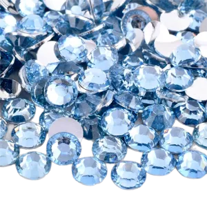 Light Sapphire Resin Foil Back Round Flat Back Rhinestones