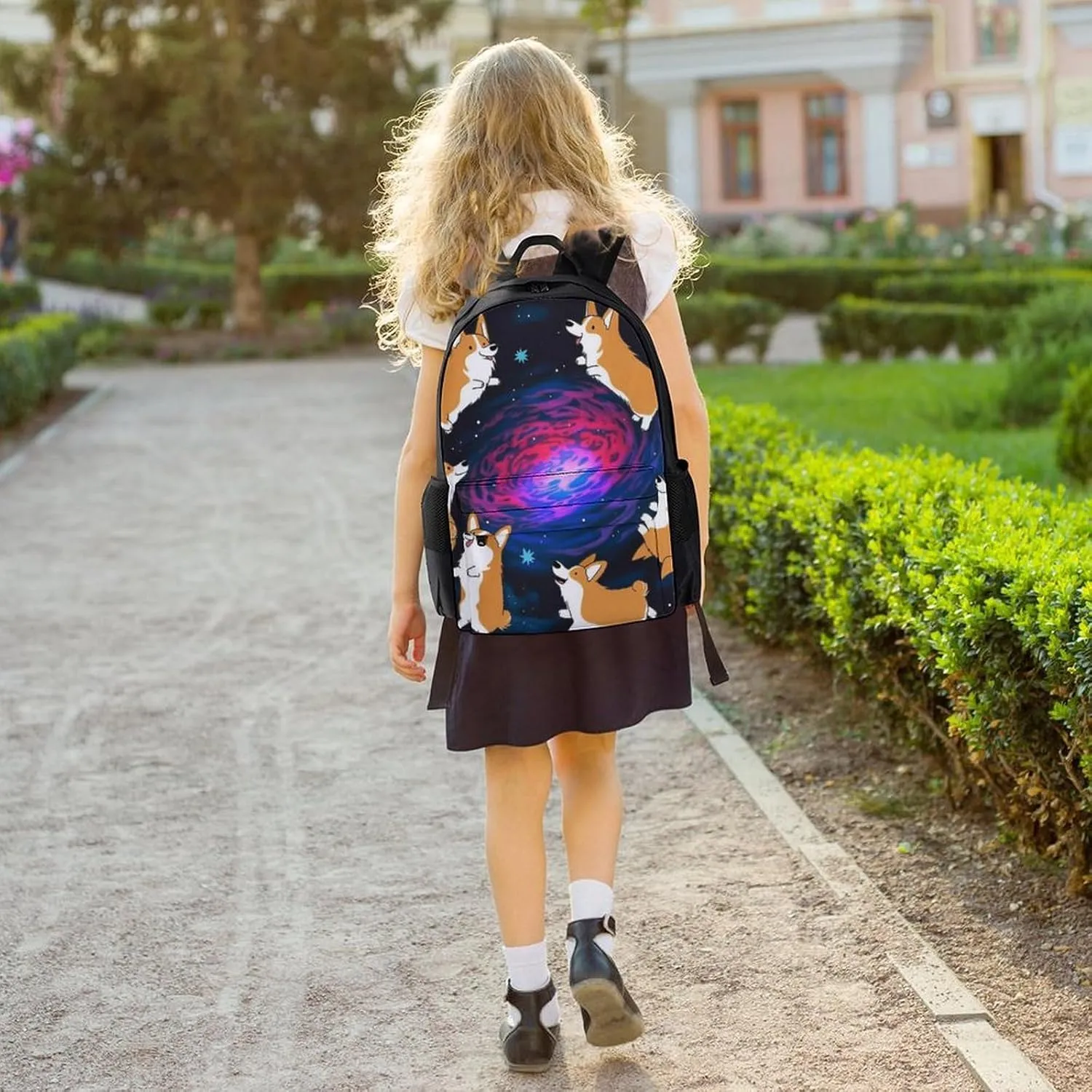 Lightweight Backpack for Gym Travel Bicycle - Big Capacity Multipurpose Anti-Theft Carry On Bag, Galaxy Space Cute Corgi Running Art Travel Hiking Bag & Day Pack