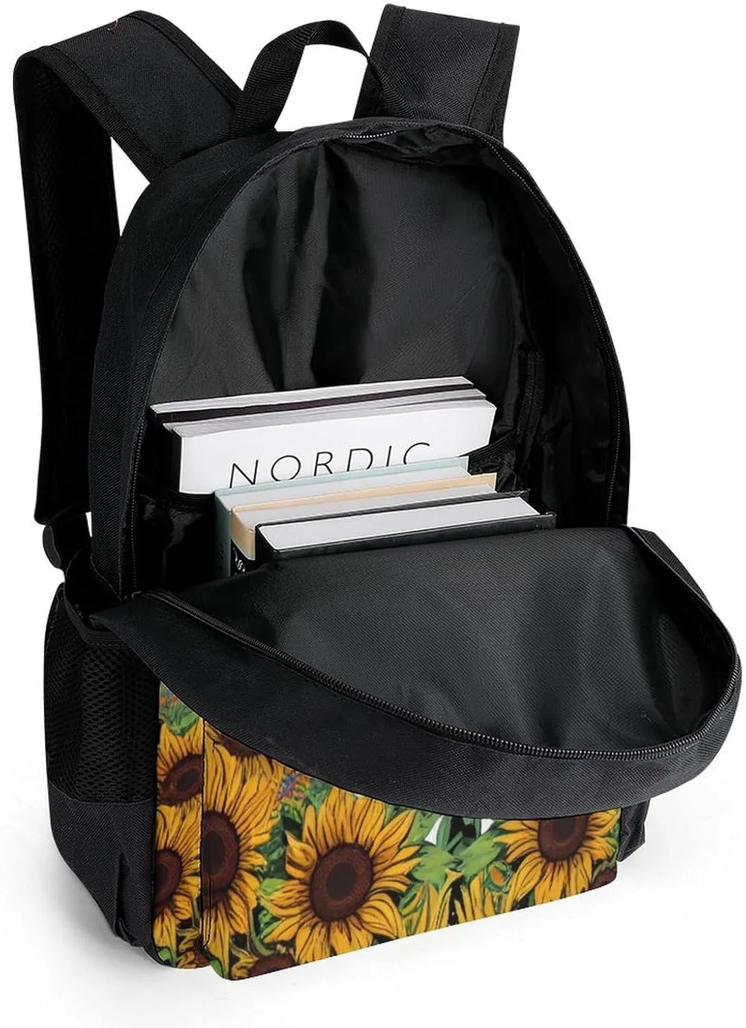 Lightweight Daypack Bookbag for Trekking Business Walking Cycling - Big Capacity Anti-Theft Multipurpose Carry On Bag, Psychedelic Space Astronaut Sunflower Snake Art Business Computer Bag