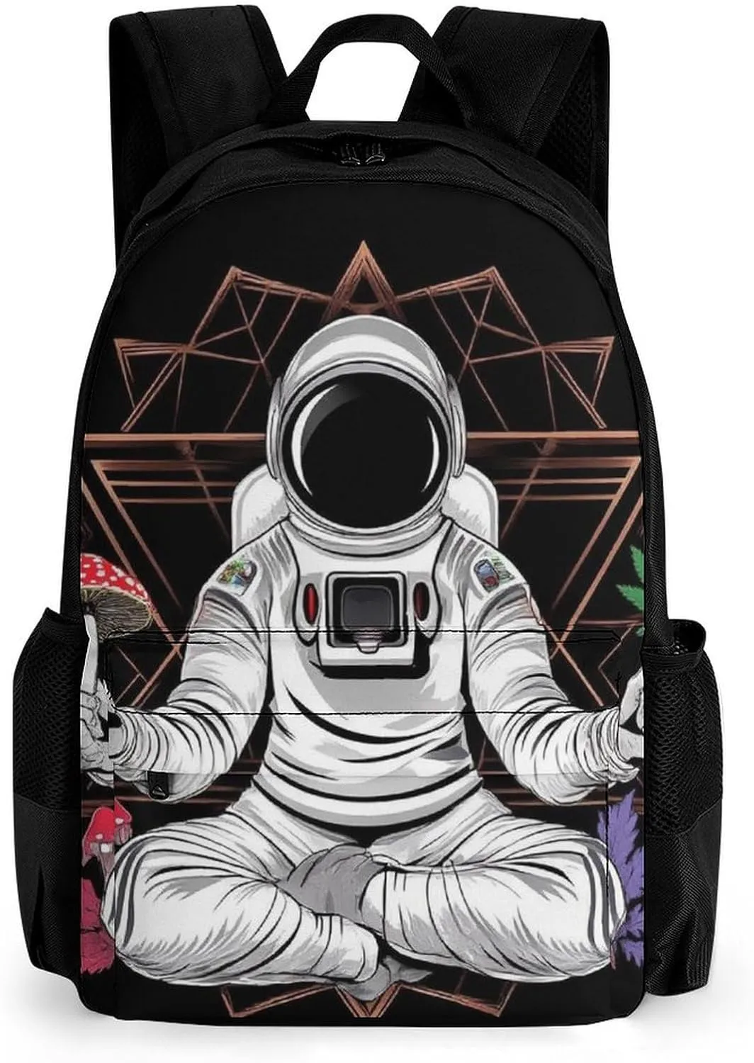 Lightweight Daypack for Camping Business Walking Cycling - Large Capacity Anti-Theft Multipurpose Bookbag, Astronaut Trippy Mushroom Art Gym Outdoor Hiking Backpack