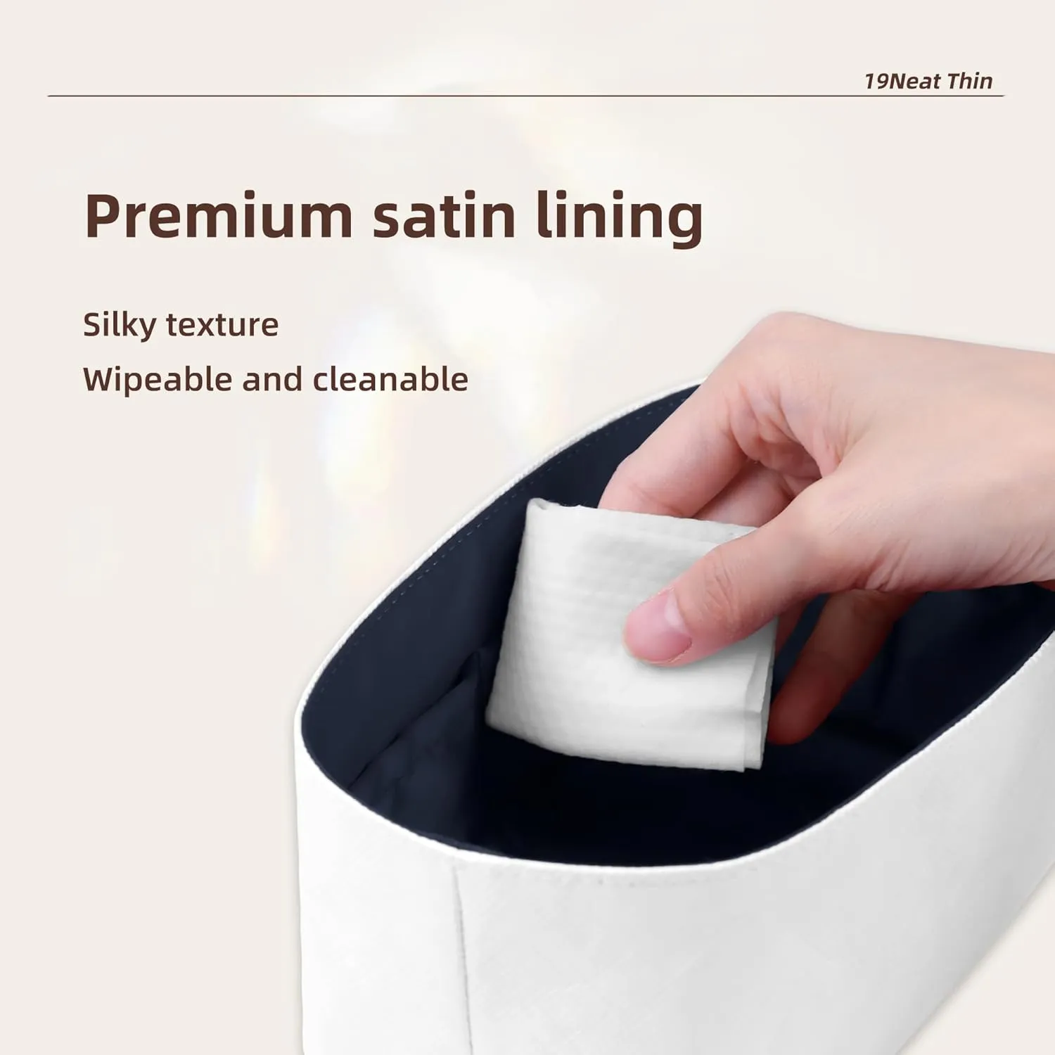 Lightweight Purse Insert Compatible with Long-champ Le Pliage Mini Handbag, Waterproof Dupontpaper Surface and Silky Satin Lining (Mini, Blue Nuit)