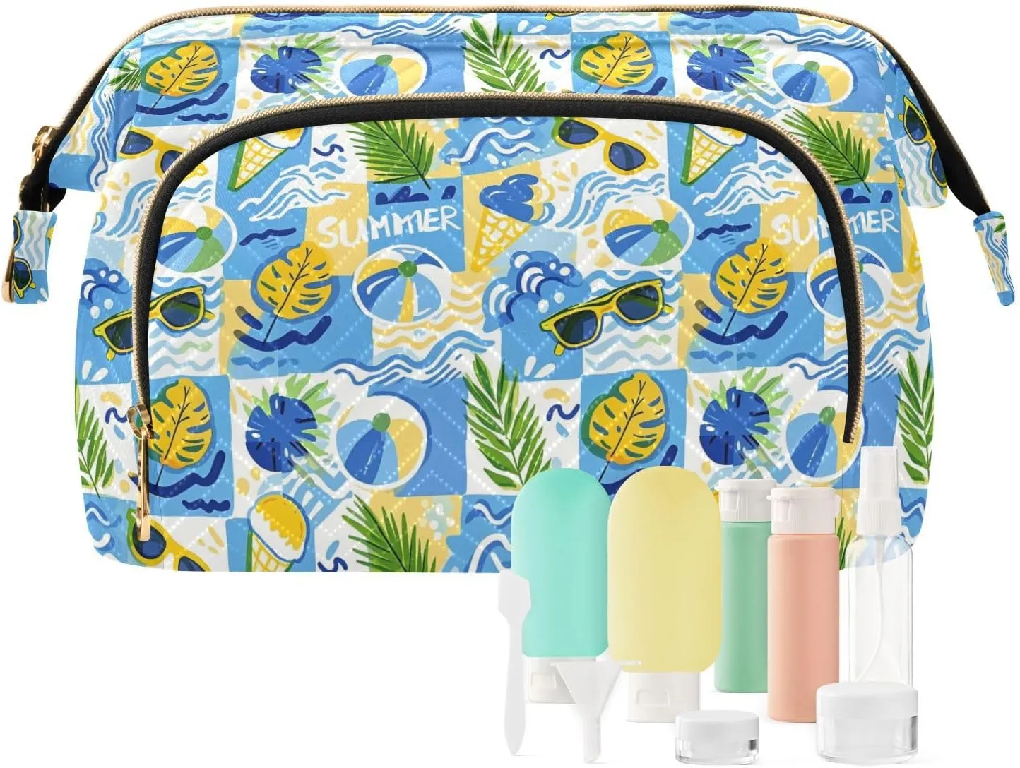 Lightweight Quilted Makeup Bag Aesthetic Toiletry Organizer for Travel Storage