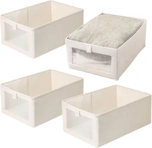 Linen Closet Organizers and Storage, 4Pcs Fabric Storage Bins with Mesh, 16x11x7 Inch Closet Shelf Organizer for Bedroom, Organizer