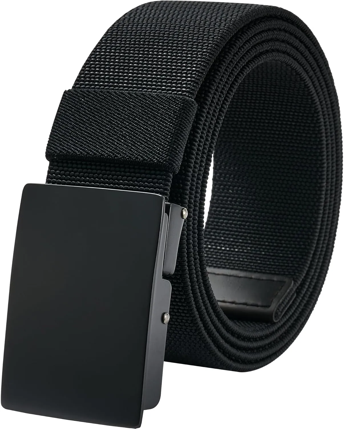 LionVII Casual Mens Belt, Elastic Work Belt with Metal Buckle Adjustable Web Waist Strap, Easy Trim to Fit 28-49" Waist