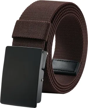LionVII Casual Mens Belt, Elastic Work Belt with Metal Buckle Adjustable Web Waist Strap, Easy Trim to Fit 28-49" Waist