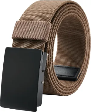 LionVII Casual Mens Belt, Elastic Work Belt with Metal Buckle Adjustable Web Waist Strap, Easy Trim to Fit 28-49" Waist