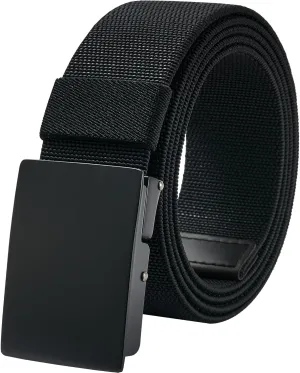 LionVII Casual Mens Belt, Elastic Work Belt with Metal Buckle Adjustable Web Waist Strap, Easy Trim to Fit 28-49" Waist