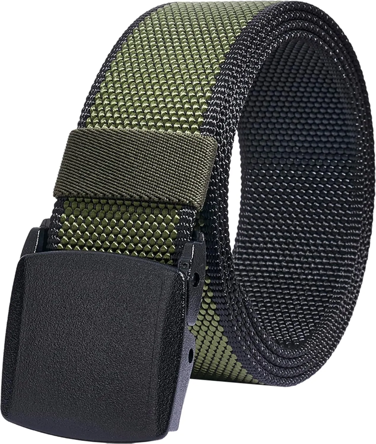 LionVII Mens Casual Belts Web - 2 Colors in 1 Reversible with YKK Plastic Buckle - Adjustable Trim to Fit 27-49" Waist