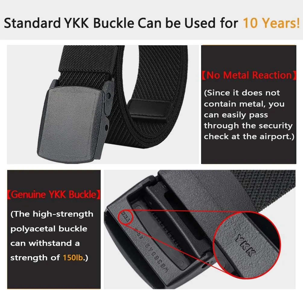 LionVII Stretch Belts for Men-Web Mens Belts Elastic Plastic Buckle Breathable for Sport-Adjustable Trim to Fit 27-49" Waist