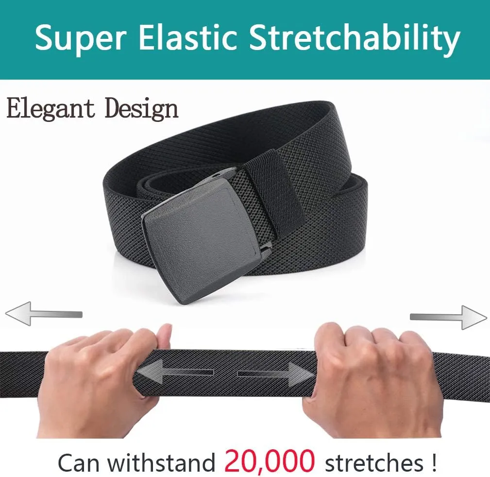 LionVII Stretch Belts for Men-Web Mens Belts Elastic Plastic Buckle Breathable for Sport-Adjustable Trim to Fit 27-49" Waist