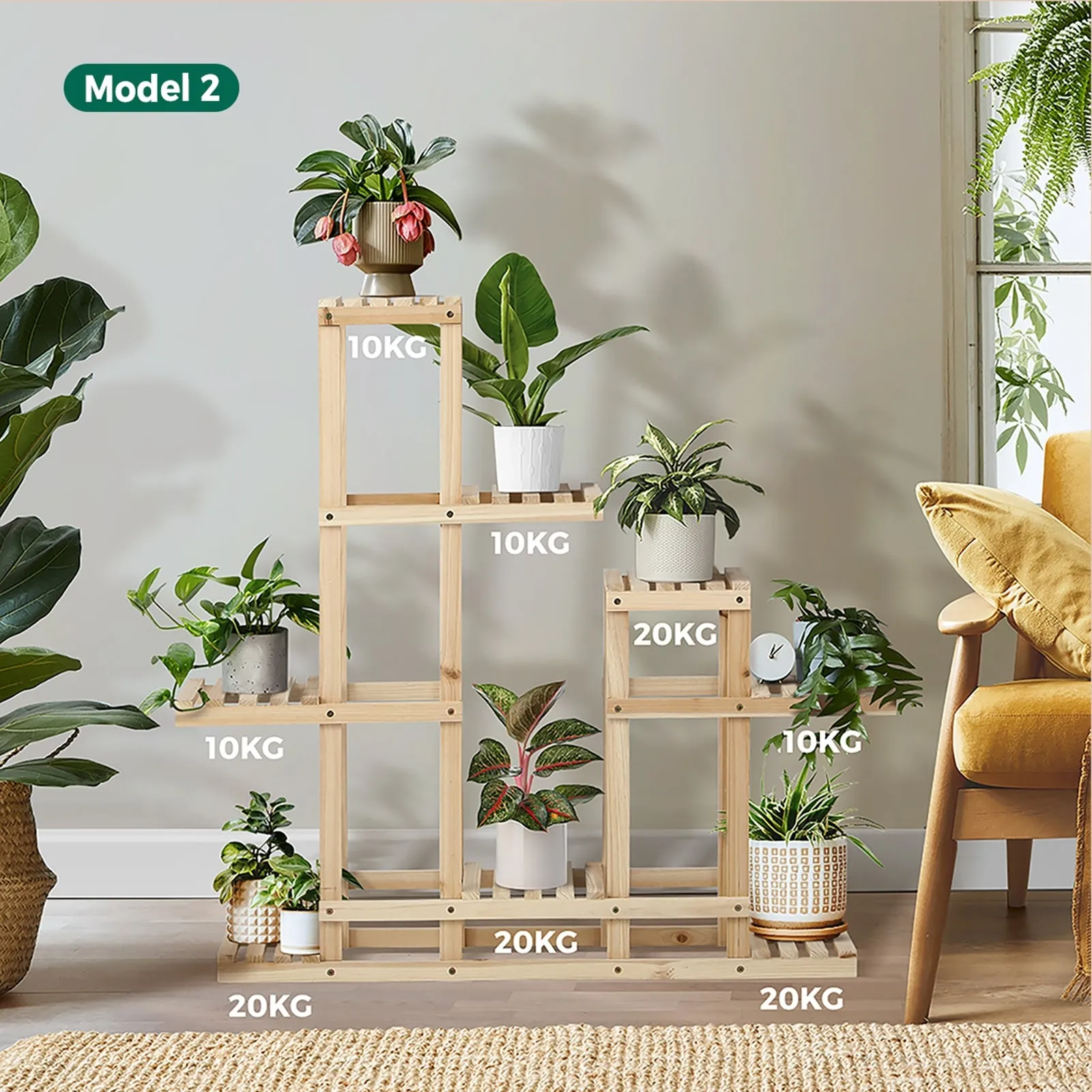 Livsip Plant Stand Garden Planter Wooden Flower Pot Rack Shelving Indoor Outdoor