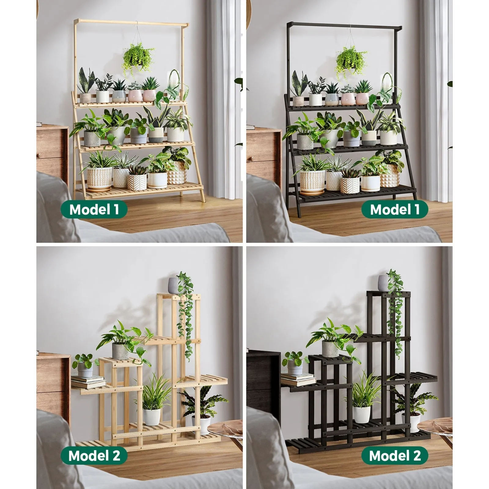 Livsip Plant Stand Garden Planter Wooden Flower Pot Rack Shelving Indoor Outdoor