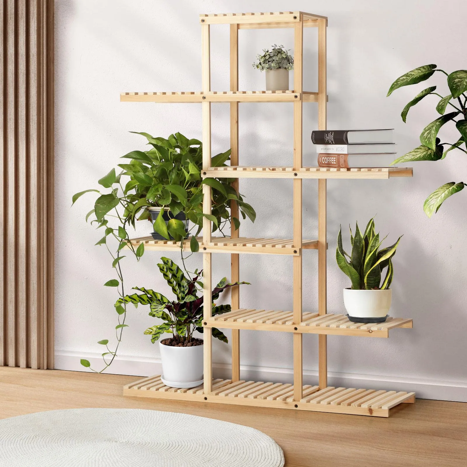 Livsip Plant Stand Garden Planter Wooden Flower Pot Rack Shelving Indoor Outdoor