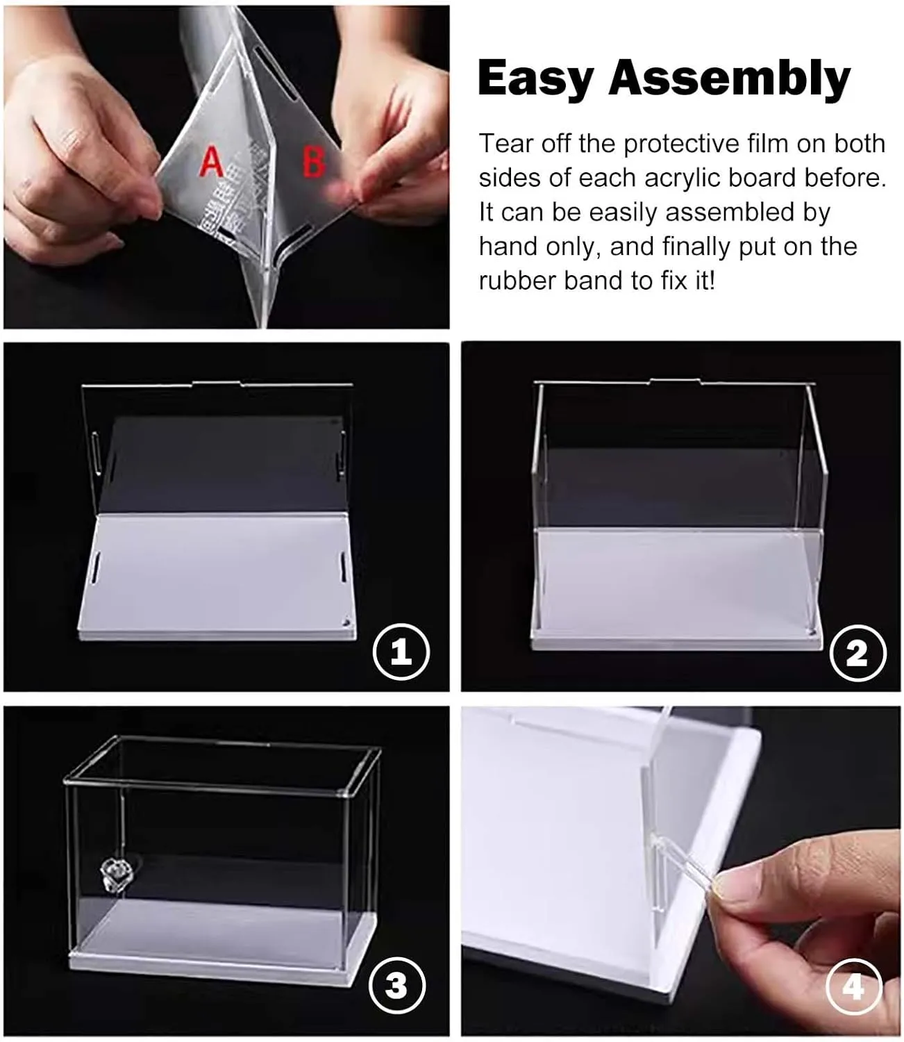 Lockable Transparent Acrylic Case with Key, Rectangle Cube Acrylic Display Box Storage Bins, Dustproof Figurine Toy Memorabilia Showcase(10x10x20cm(4x4x8in))