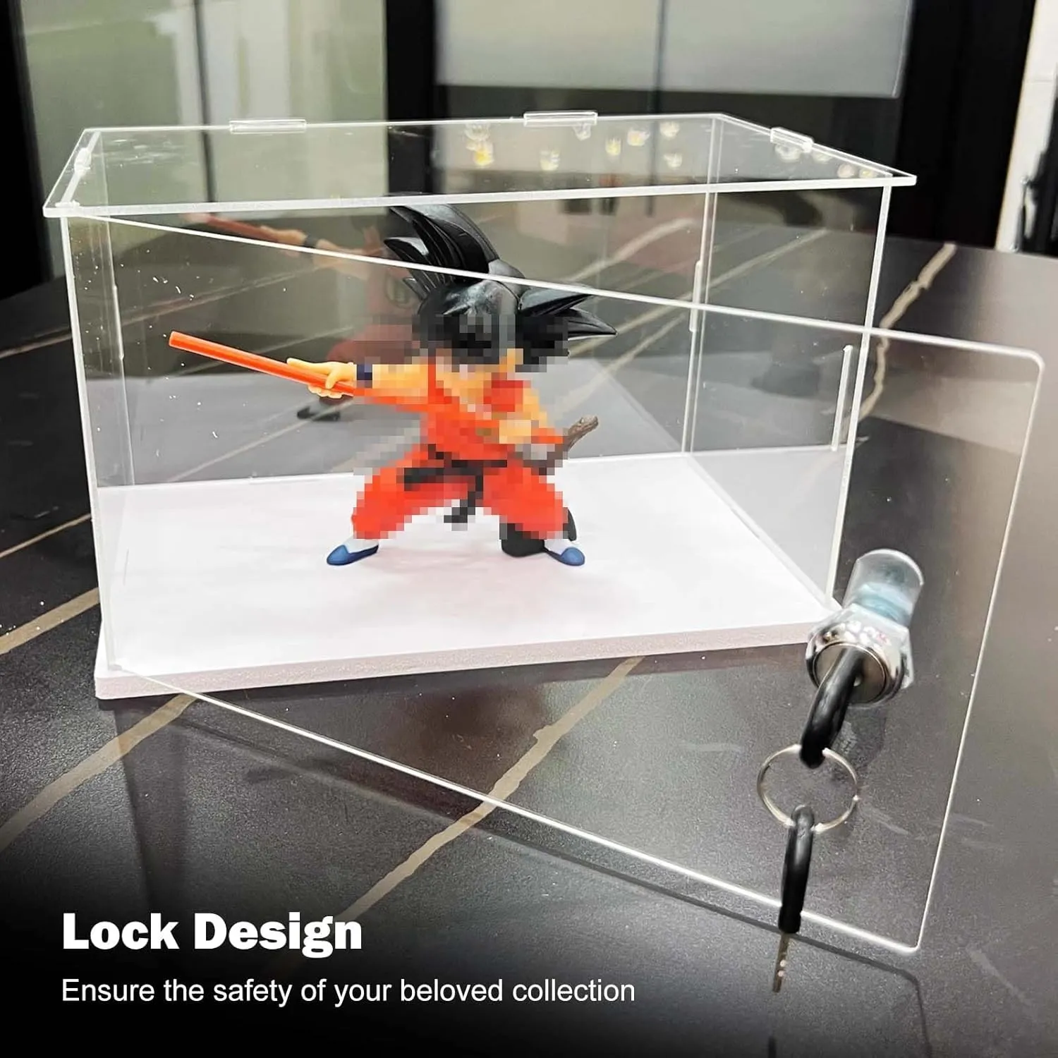 Lockable Transparent Acrylic Case with Key, Rectangle Cube Acrylic Display Box Storage Bins, Dustproof Figurine Toy Memorabilia Showcase(10x10x20cm(4x4x8in))