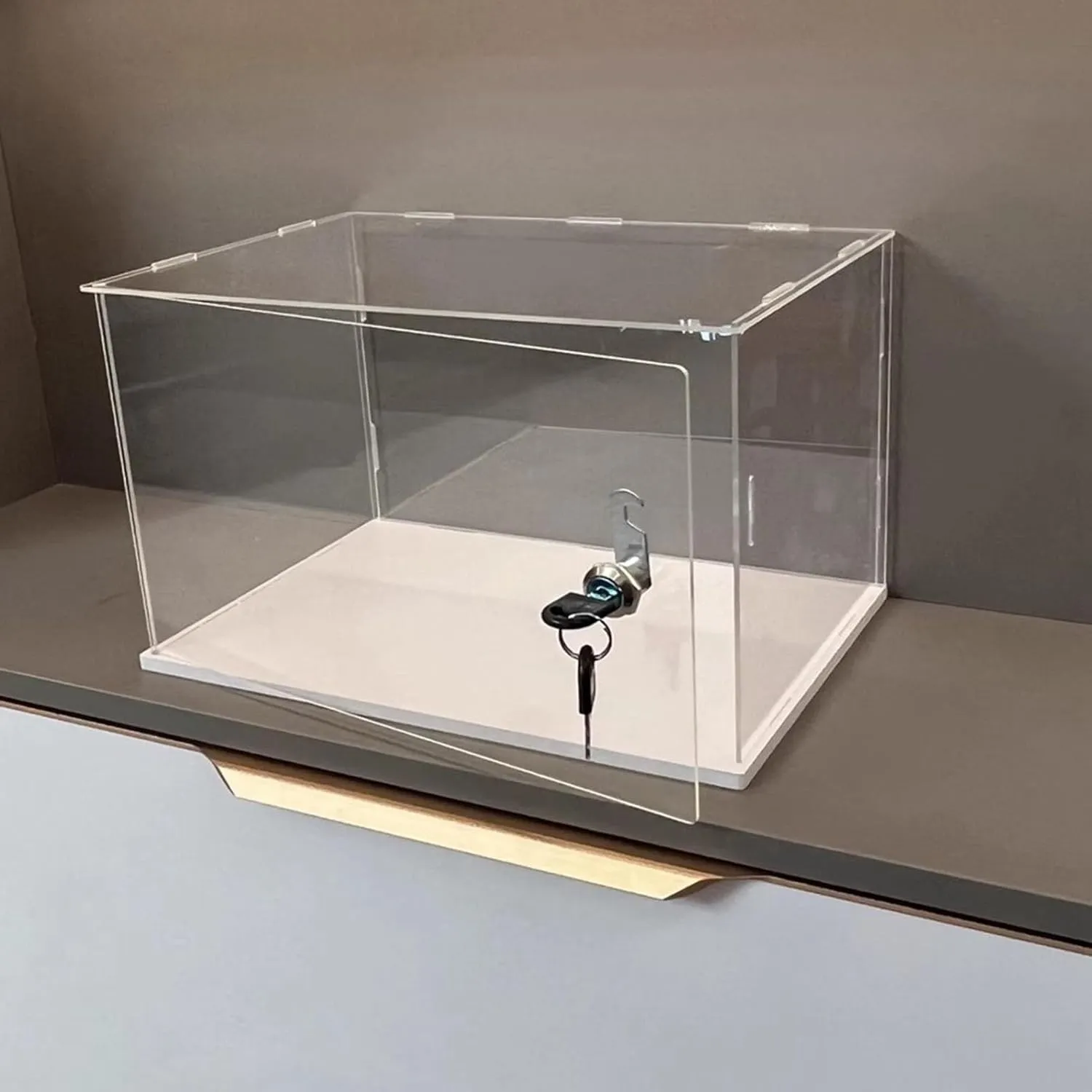 Lockable Transparent Acrylic Case with Key, Rectangle Cube Acrylic Display Box Storage Bins, Dustproof Figurine Toy Memorabilia Showcase(10x10x20cm(4x4x8in))
