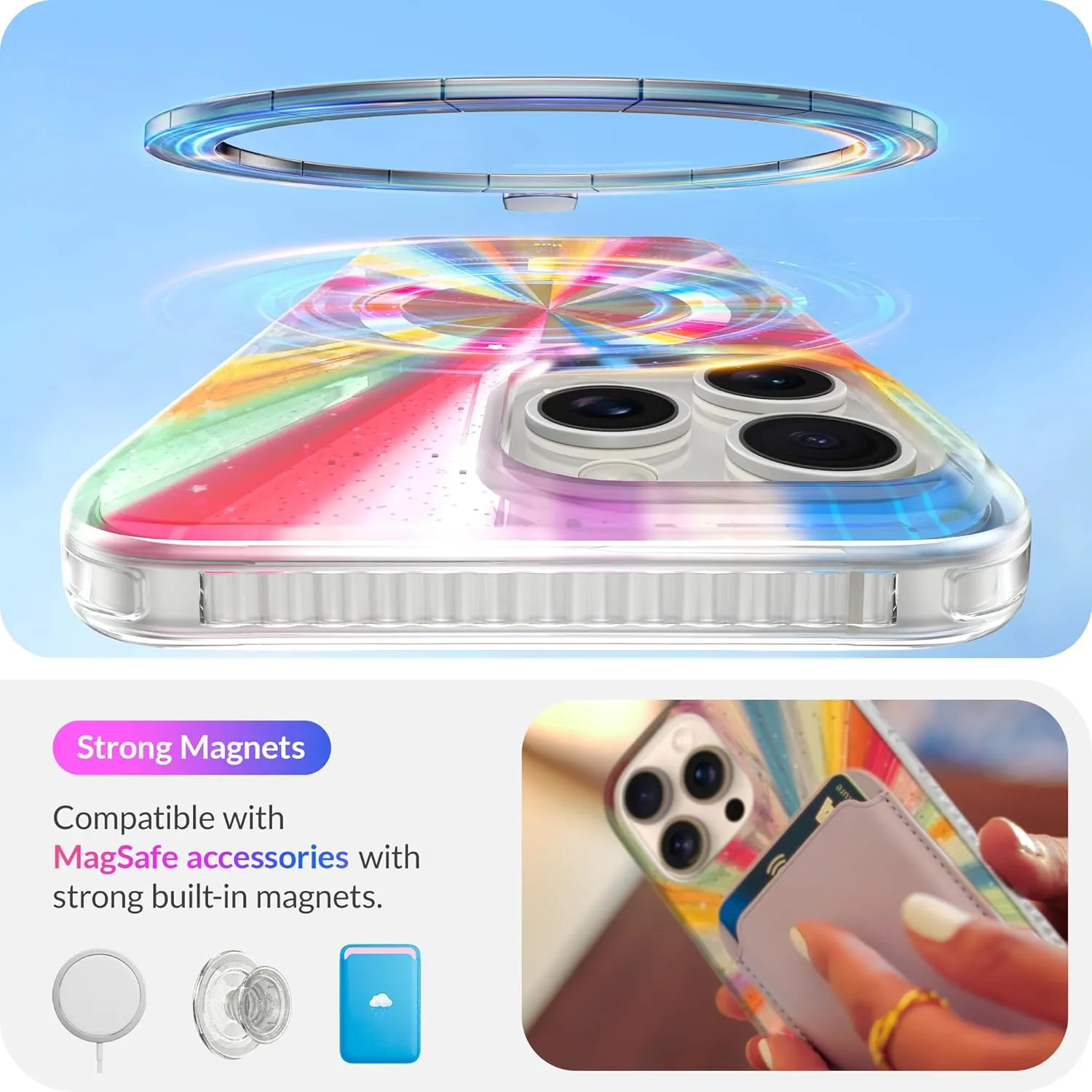 LONLI Hue - for iPhone 15 Pro Max Case [Compatible with Magsafe] - Cosmic Portal Phone Case - [360° Shock-Absorbent Bumper] - Cute, Unique and Aesthetic Phone Cover for Girls and Women