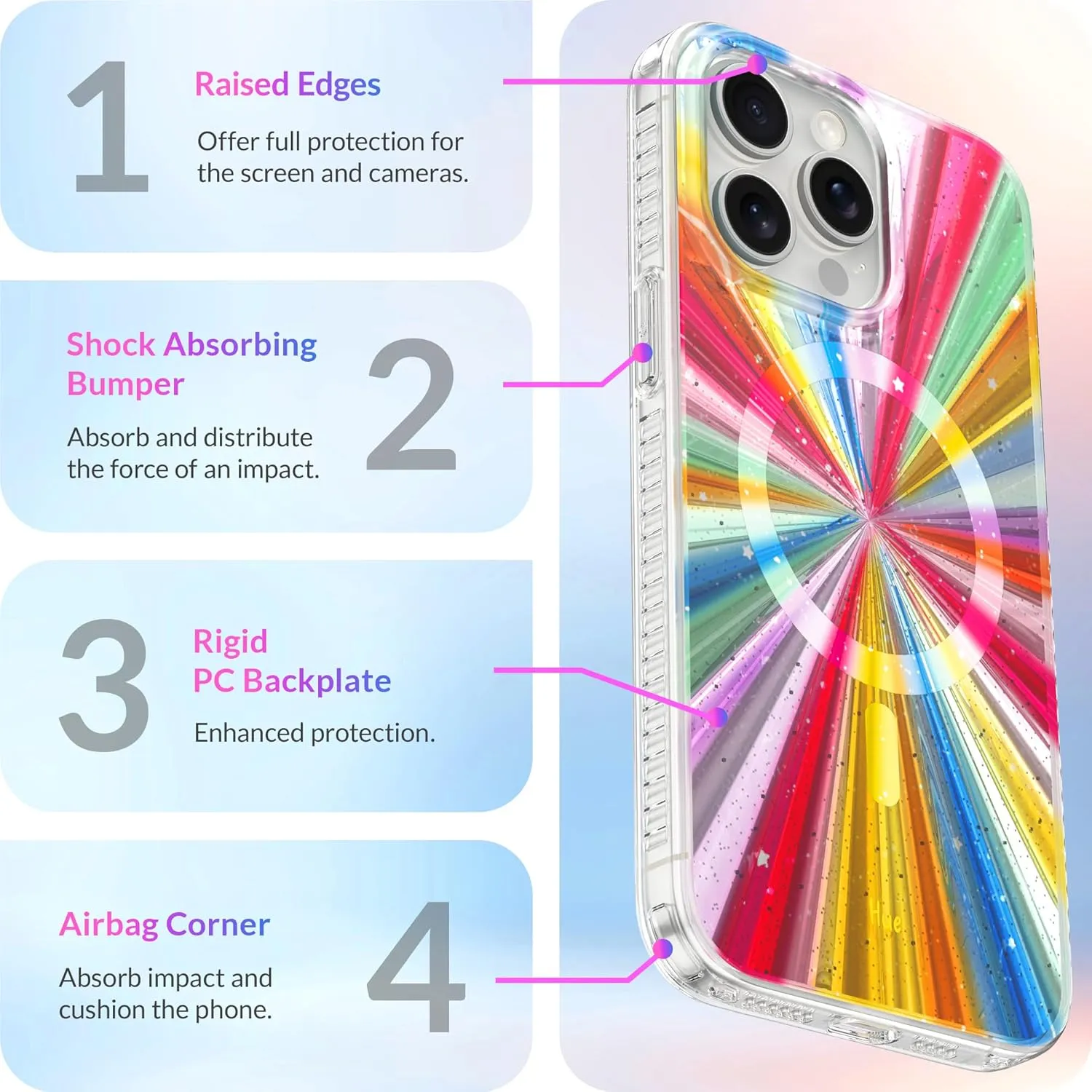 LONLI Hue - for iPhone 15 Pro Max Case [Compatible with Magsafe] - Cosmic Portal Phone Case - [360° Shock-Absorbent Bumper] - Cute, Unique and Aesthetic Phone Cover for Girls and Women