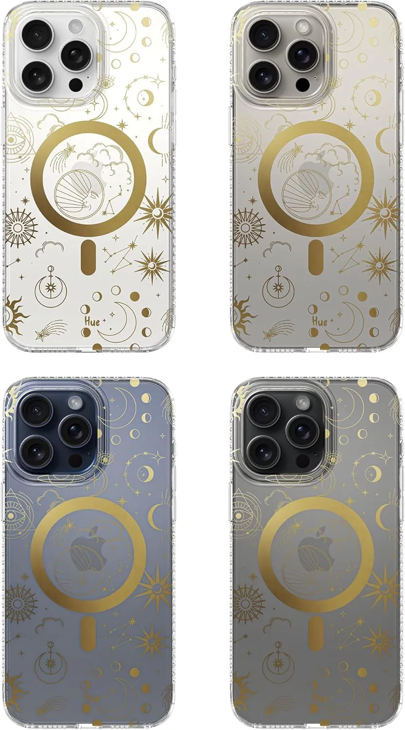 LONLI Hue - for iPhone 15 Pro Max Case [Compatible with Magsafe] - Cosmic Stars Phone Case - [360° Shock-Absorbent Bumper] - Cute, Unique and Aesthetic Phone Cover for Girls and Women