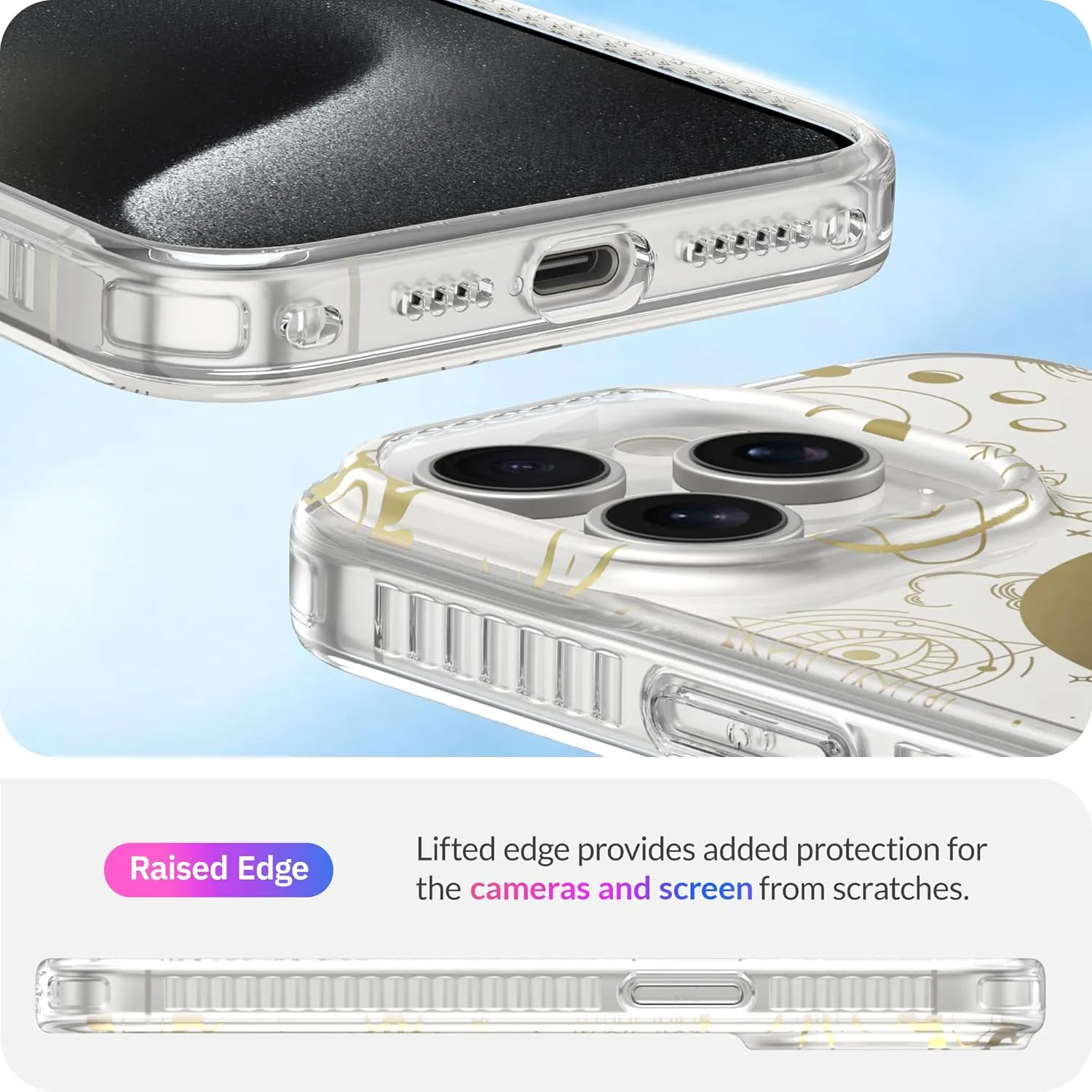 LONLI Hue - for iPhone 15 Pro Max Case [Compatible with Magsafe] - Cosmic Stars Phone Case - [360° Shock-Absorbent Bumper] - Cute, Unique and Aesthetic Phone Cover for Girls and Women