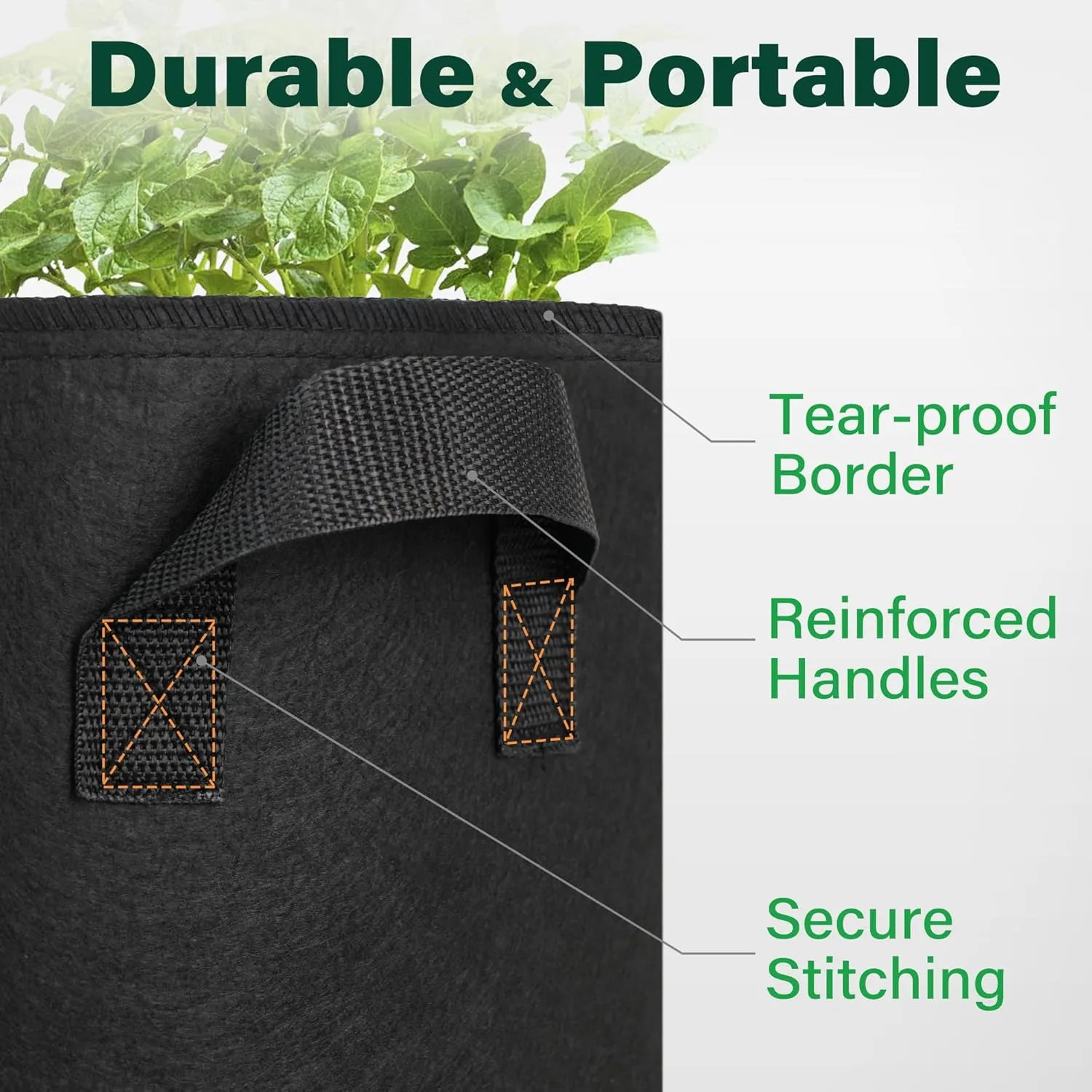 LotFancy 5-Pack 10 Gallon Grow Bags, Thickened Nonwoven Aeration Fabric Pots with Reinforced Handles, Heavy Duty Gardening Planter Containers for Vegetables Flowers Fruits, Black